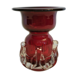 Bougeoir en verre d'art rouge