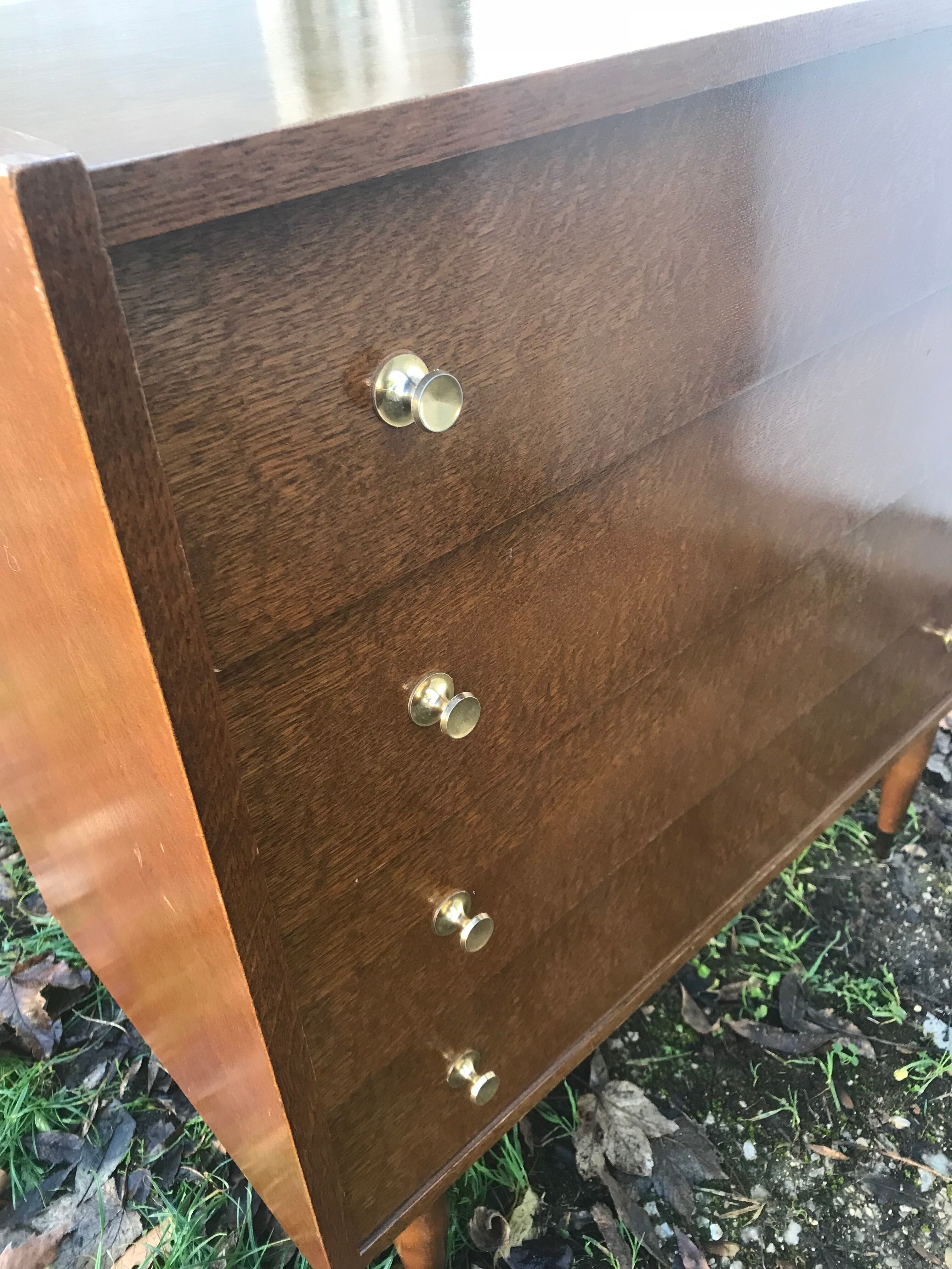 Old chest of drawers 4 drawers wood feet compass 70s vintage scandinavian