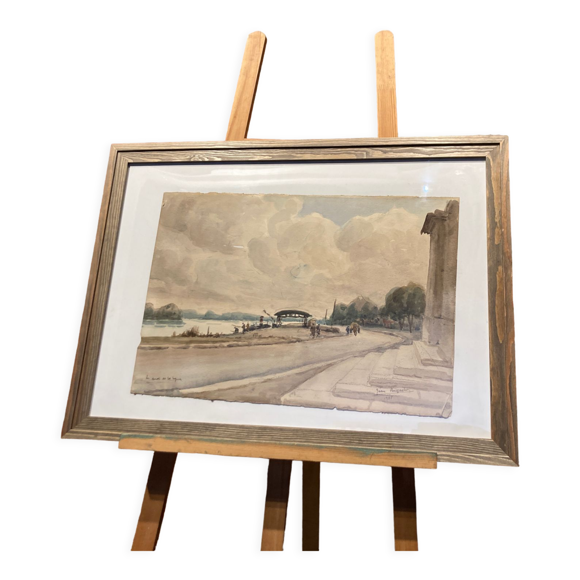 Watercolor depicting a seaside