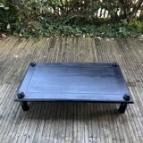 Brutalist black stained wood coffee table