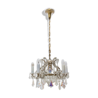 Crystal Glass Chandelier, 1930’s, Czechoslovakia