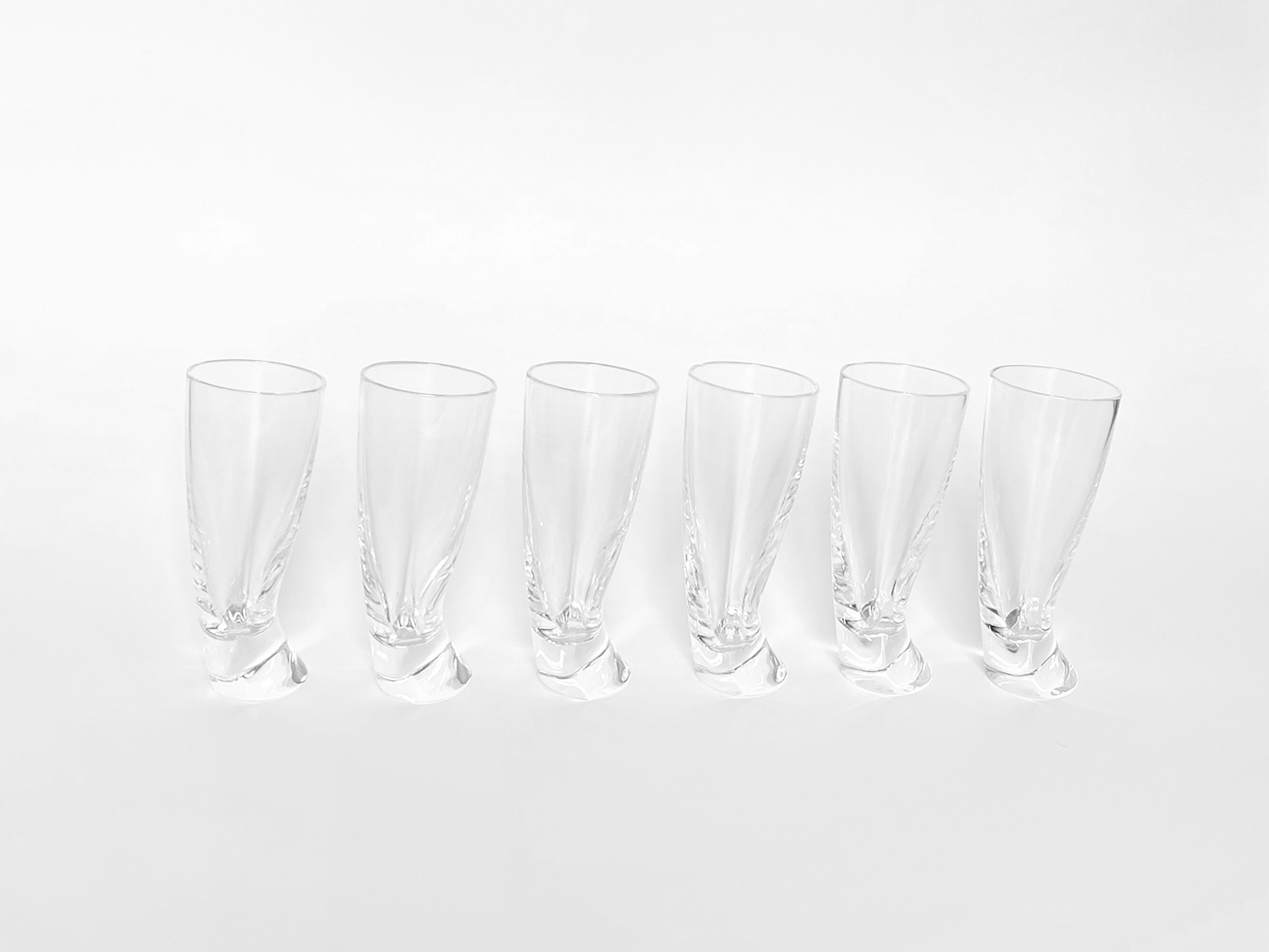 6 verres à liqueur 'Touch Glass' par Angelo Mangiarotti pour Cristalleria Colle 1991