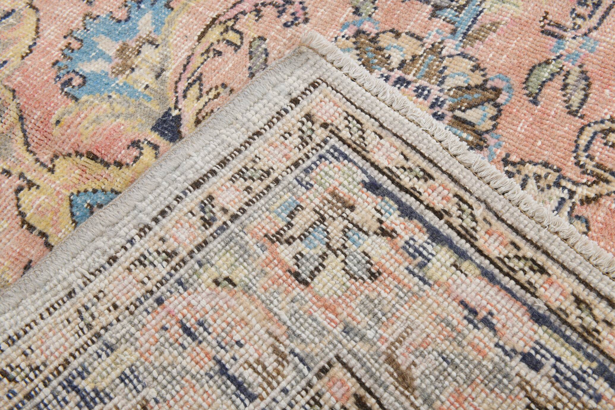 4x8 Pink & Navy Blue Vintage Rug 137x256Cm SK 6302