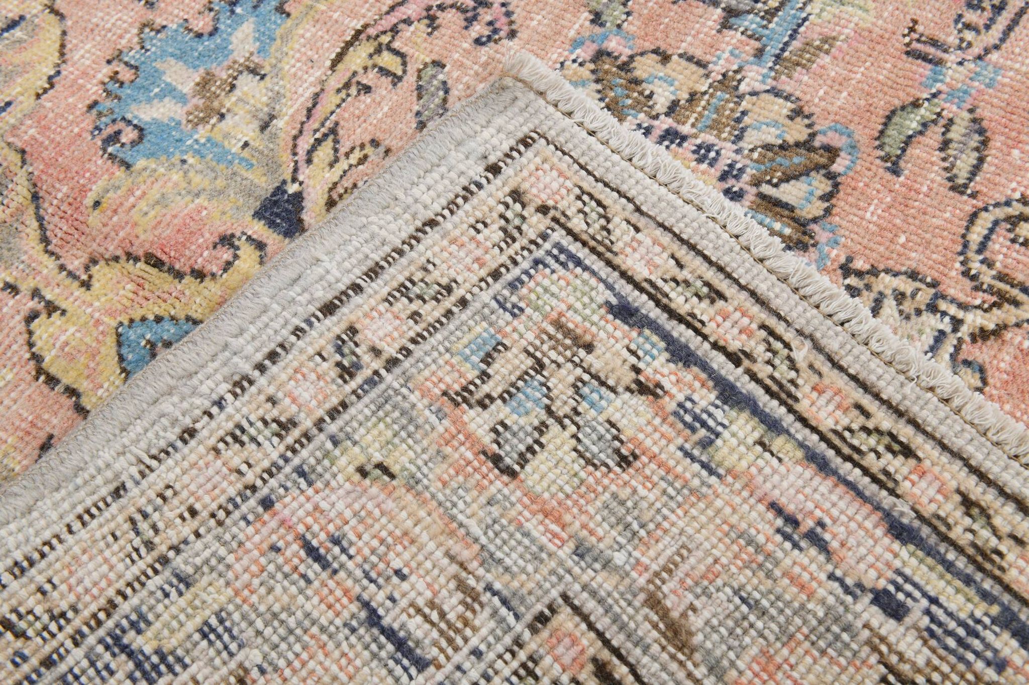 4x8 Pink & Navy Blue Vintage Rug 137x256Cm SK 6302