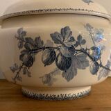 Soupière ravier and dish old blue porcelain Sarreguemines model Groseilles