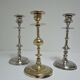 three brass and chrome candle holders early twentieth century