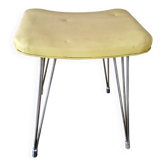 Vintage yellow leatherette stool from the 1950s