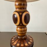 Vintage lamp in inlaid wood 60s-70s