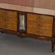 Vintage Italian Buffet in Walnut with Serpentine Front and Mirror Top