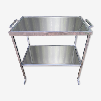 Chromed metal trolley and mirrors
