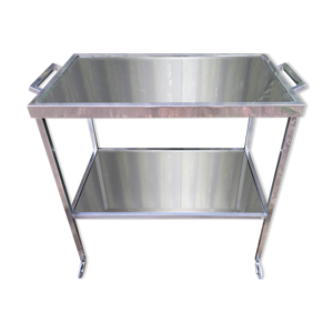 Desserte en métal chromé et miroirs