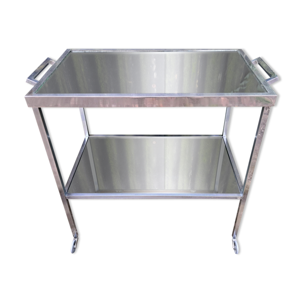 Desserte en métal chromé et miroirs