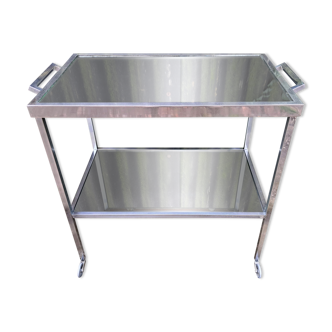 Chromed metal trolley and mirrors