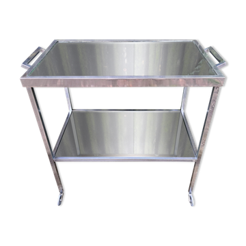 Desserte en métal chromé et miroirs