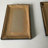 Series of small black wooden frames with an antique engraving signed with fleus. Champetres