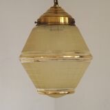 Art Deco ceiling light in yellow and gold glass and brass, France