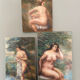 Triptych of Impressionist Nudes Oil on Canvas signed G. Cartie