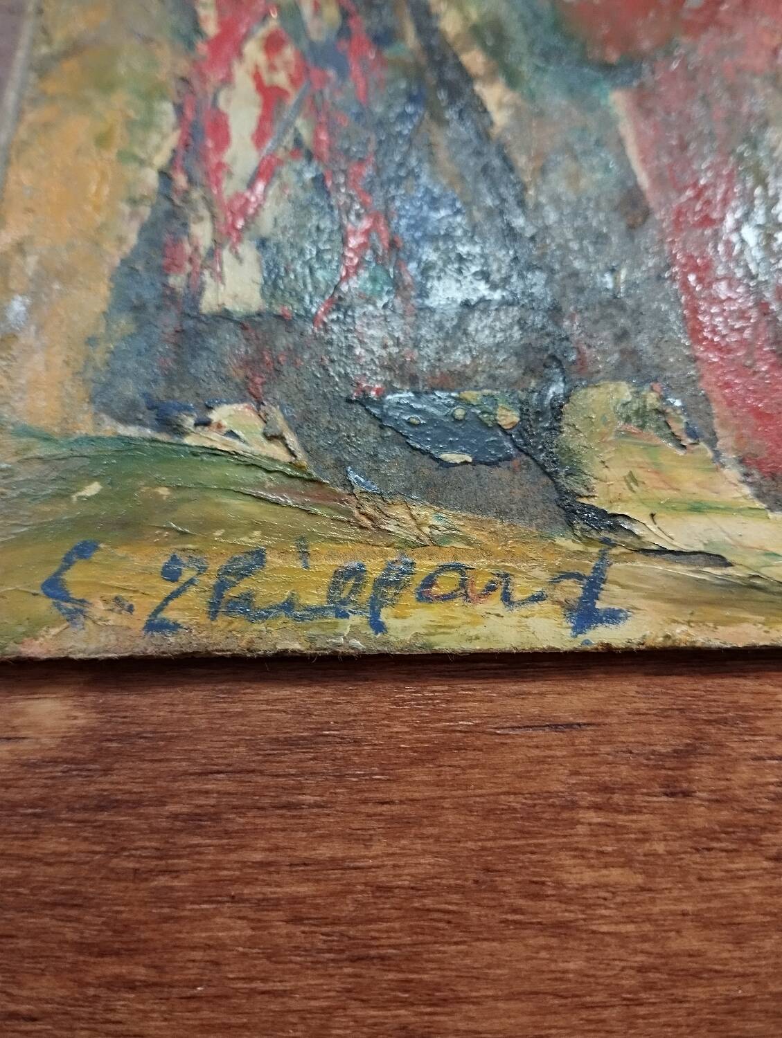 Oil painting on cardboard