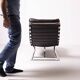 Oviedo mid-century vintage style chaise longue in dark brown leather and chrome