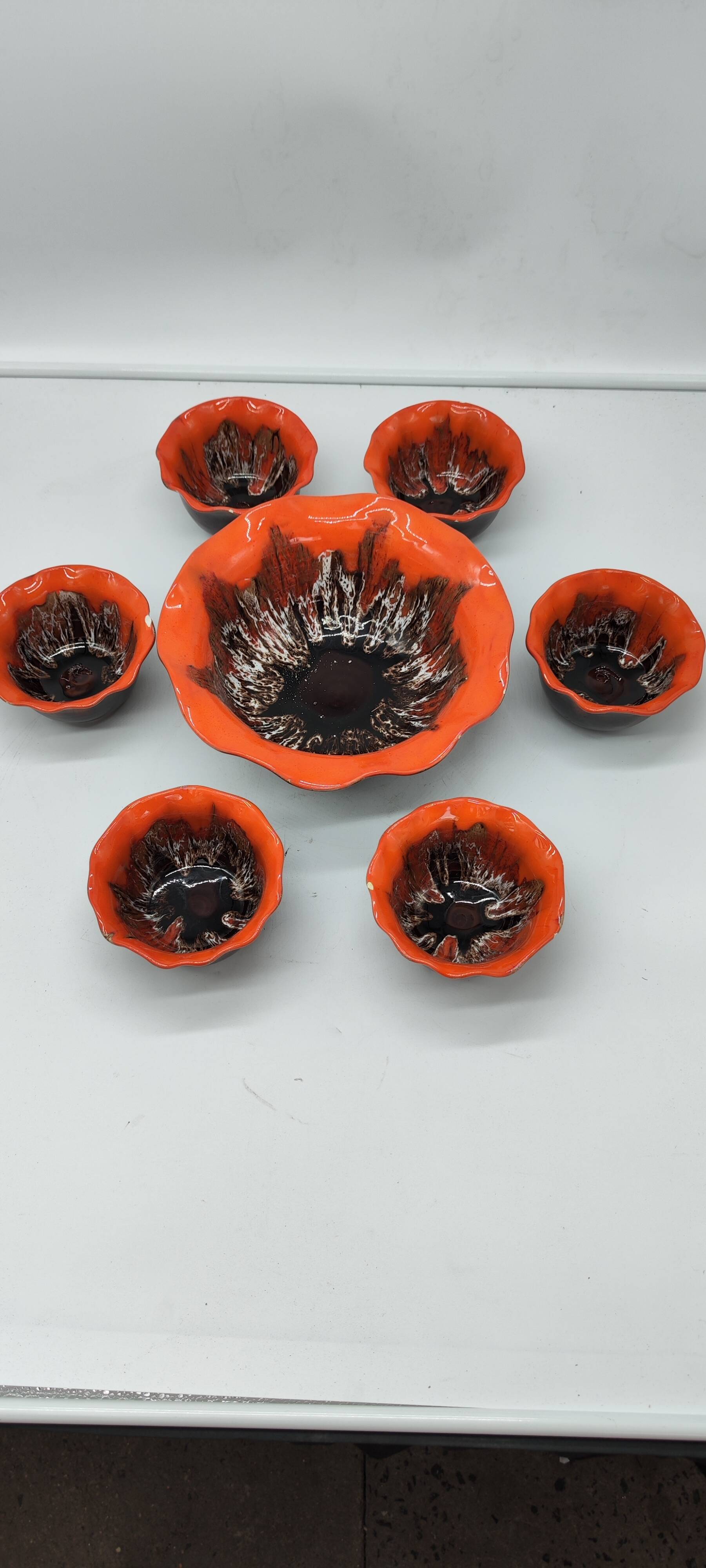 Fruit salad set 7 pieces ceramic from vallauris vintage