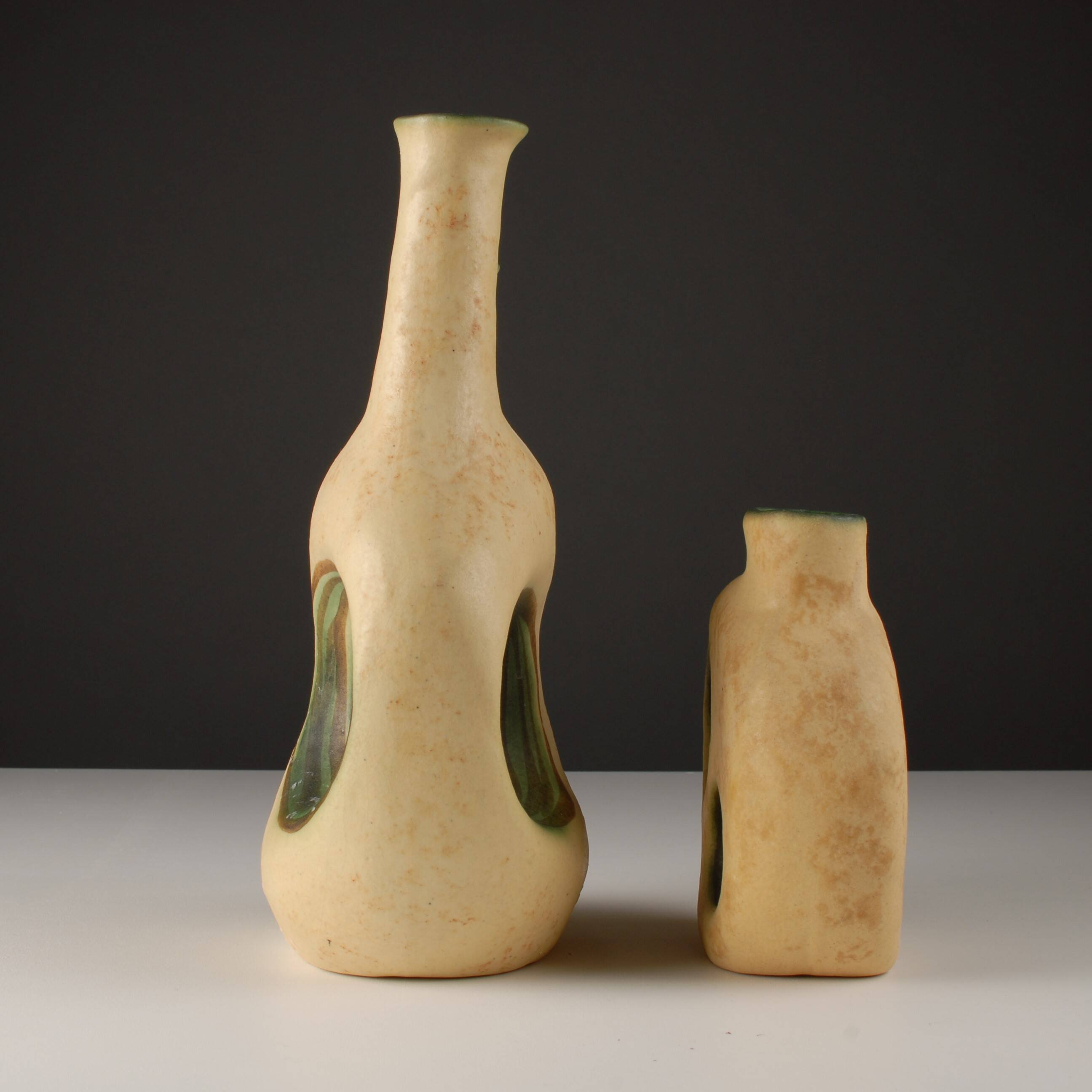 Pair of sculptural ceramic vases by Nikos Dazelidis, Greece, 1970s.
