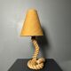 Midcentury French brutalist rope table lamp in the style of Audoux & Minet