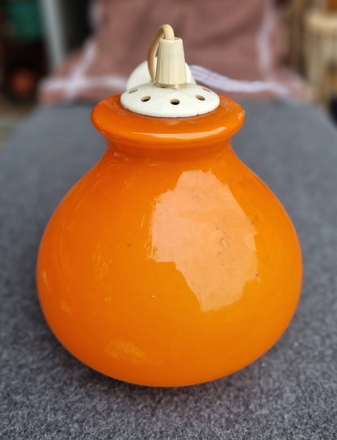 Orange opal glass pendant light from the 70s