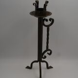 Brutalist wrought iron candle holder