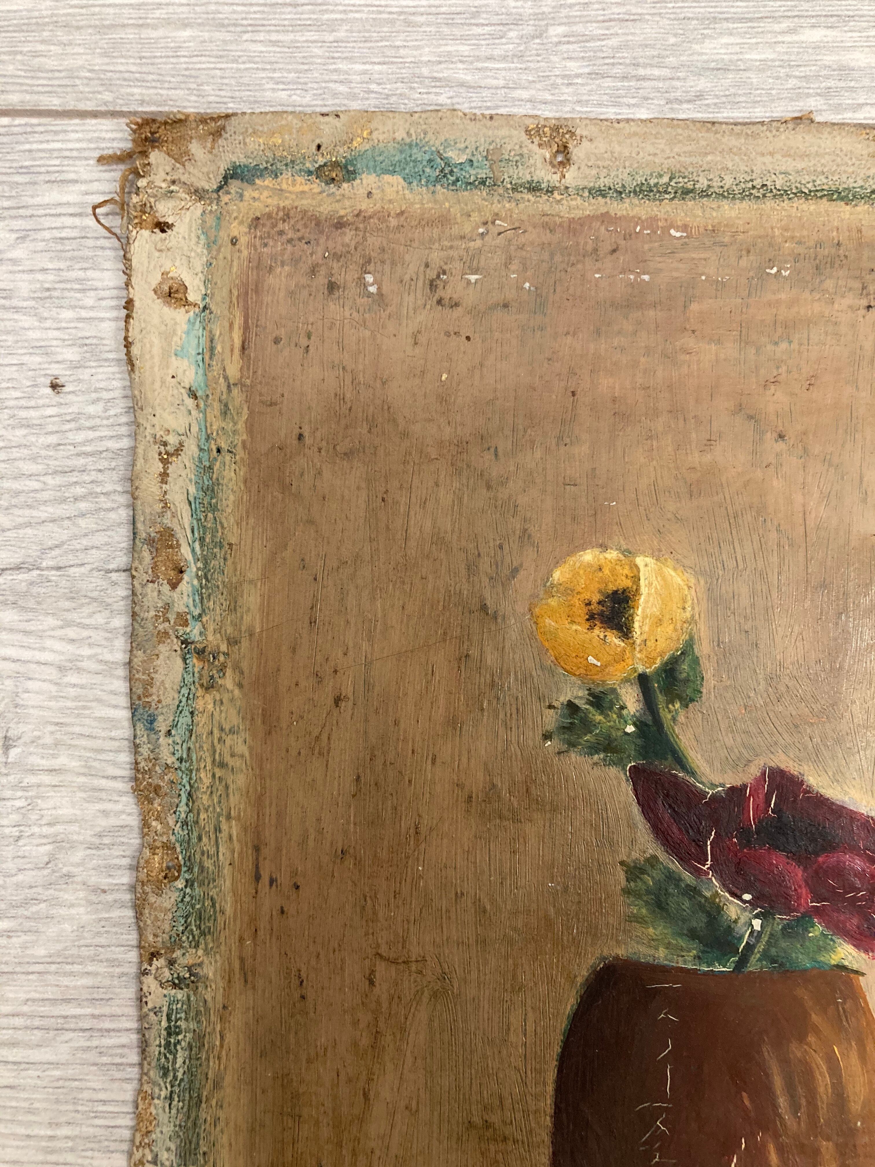 Oil on ancient canvas