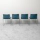 Set of 4 vintage metal and blue fabric chairs, 1970s modernist