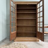 Large vintage display cabinet in solid oak (renovated)