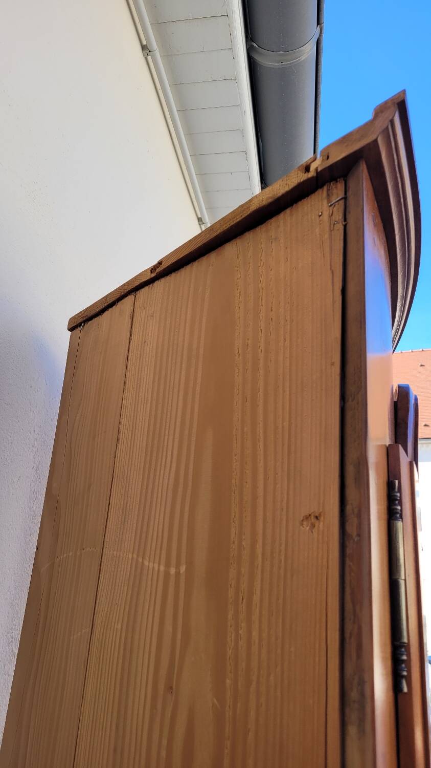 Corner glazed corner cabinet in old cherry wood 1900s