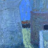 Vintage Modernists Oil Painting Blue Still Life By Svan Grandin Mid 20th Century