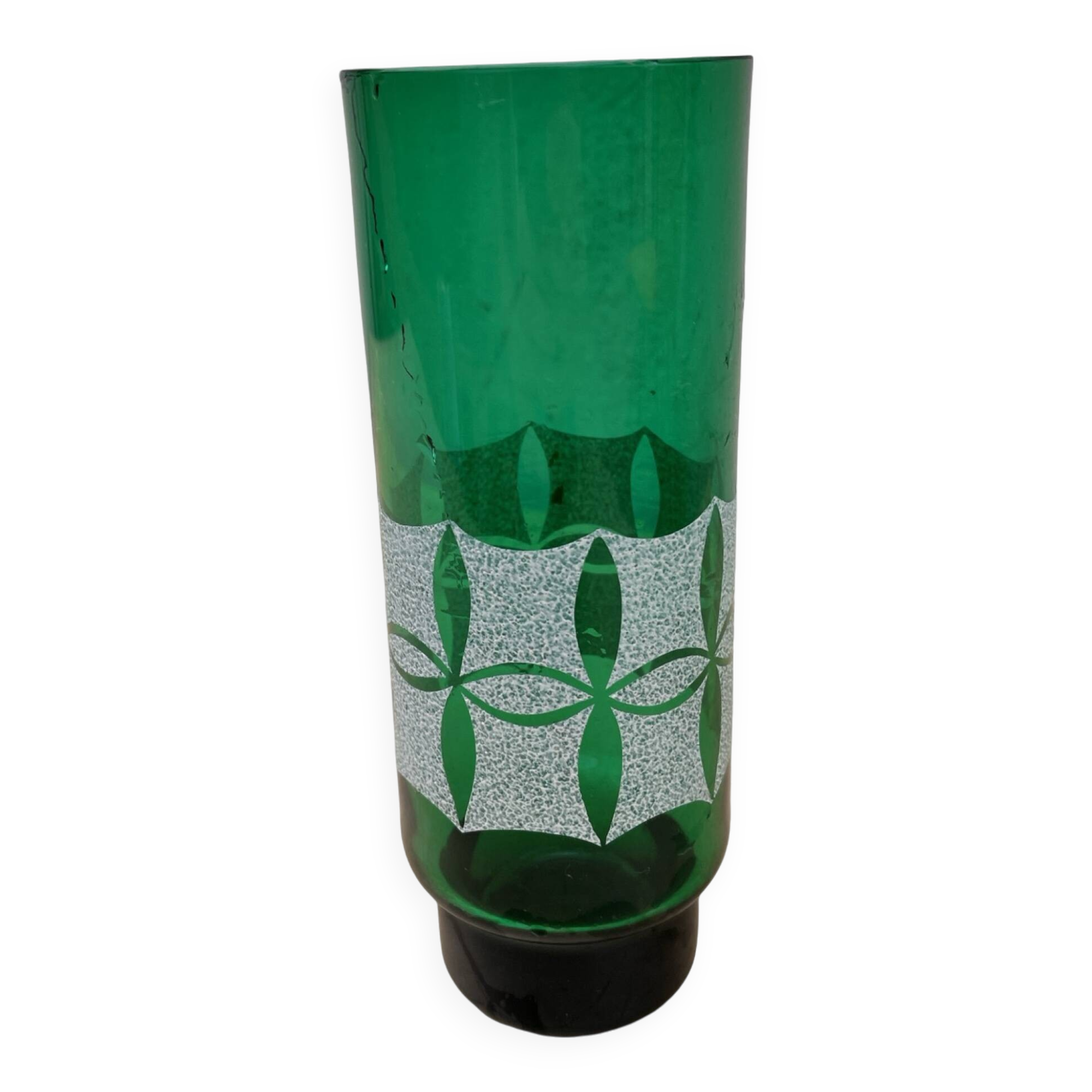 Green glass vase, veb kunst glas wasungen, germany, 1960s