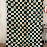 Berber carpet blessed ouarain checkerboard green