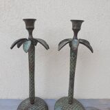 Pair of palm candle holders