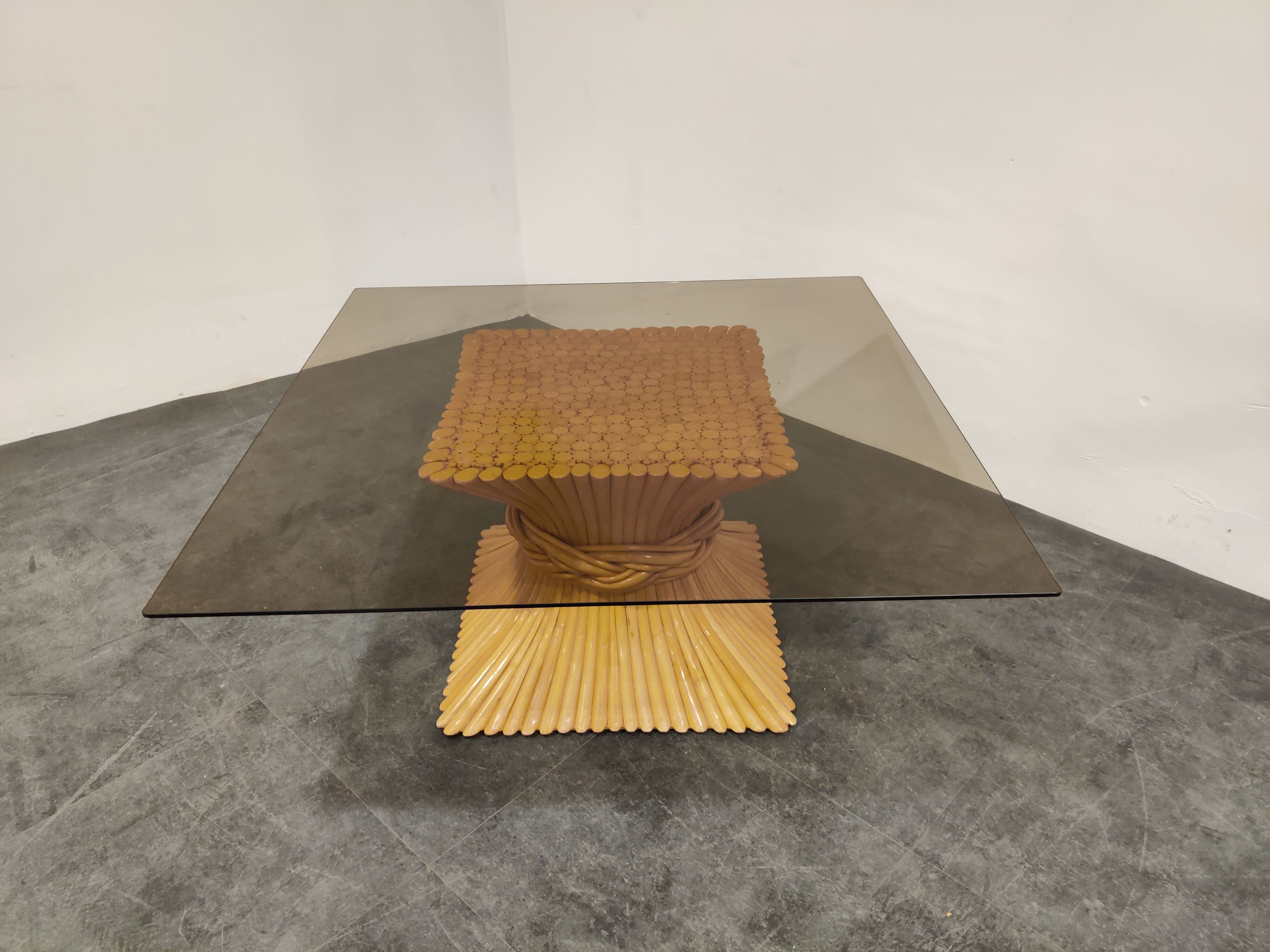 Bamboo coffee table by McGuire 1980s