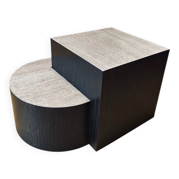 straw marquetry coffee table oak