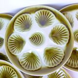 Set of 6 plates with 1 vintage oyster tray Moulin des Loups Orchies in porcelain 201055