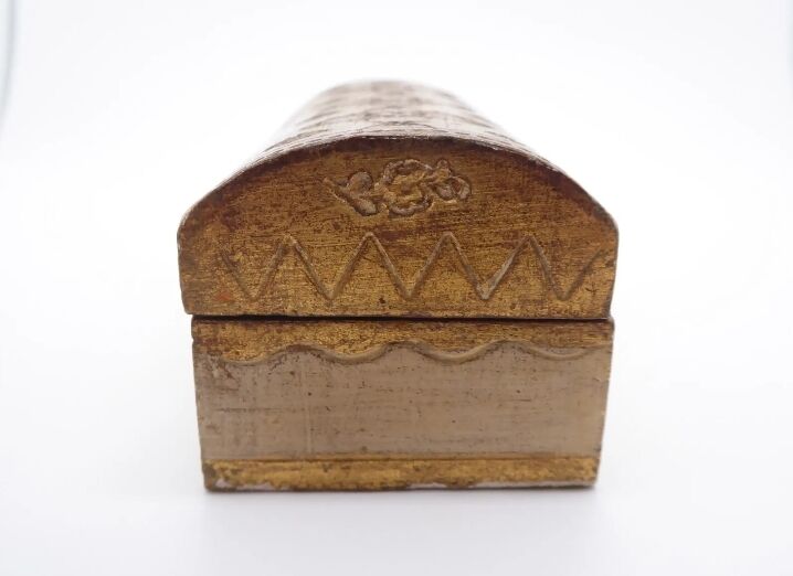Florentine wooden stamp box, vintage Italy