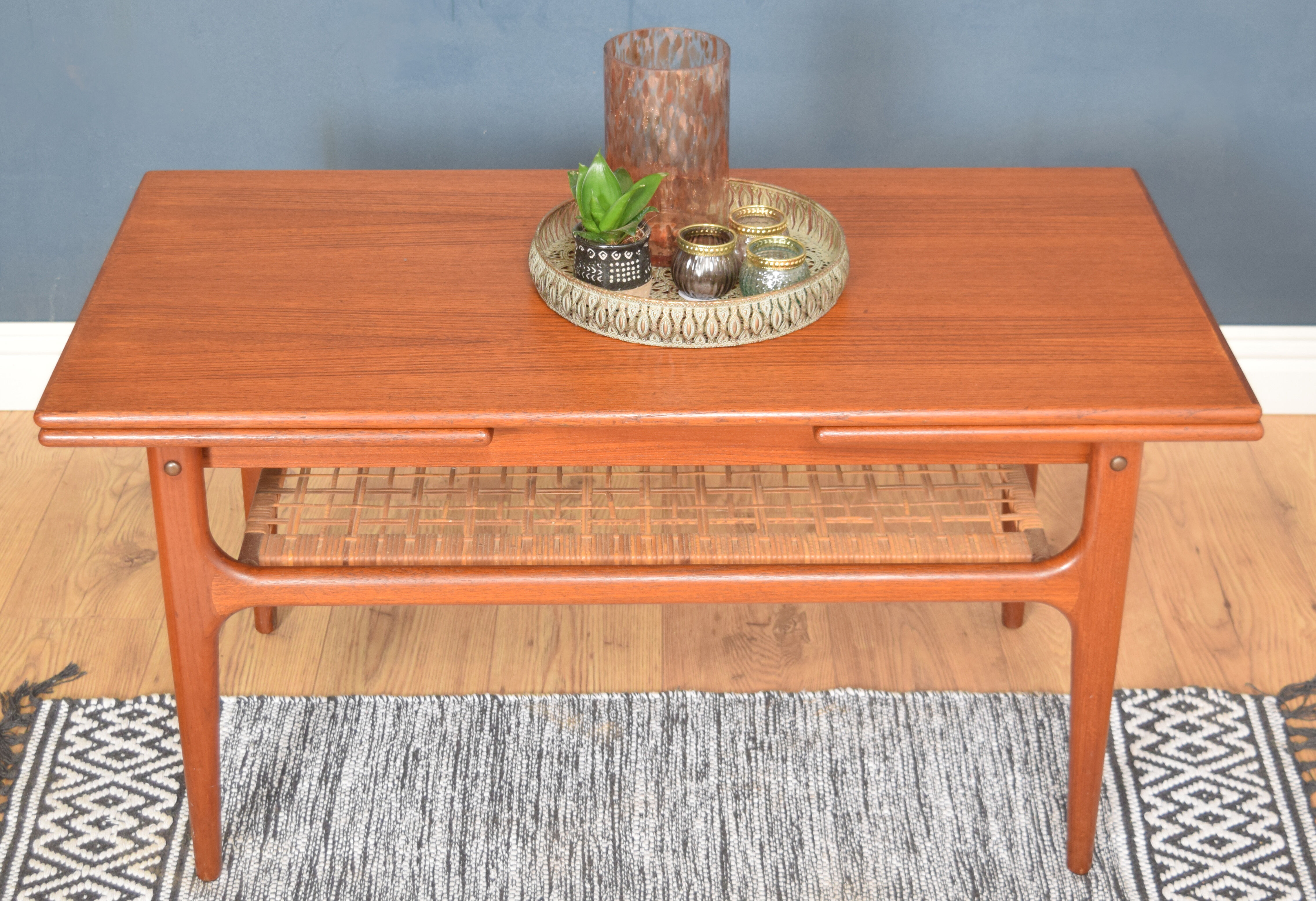 Restored Danish Teak Retro Trioh Draw Leaf Coffee Table