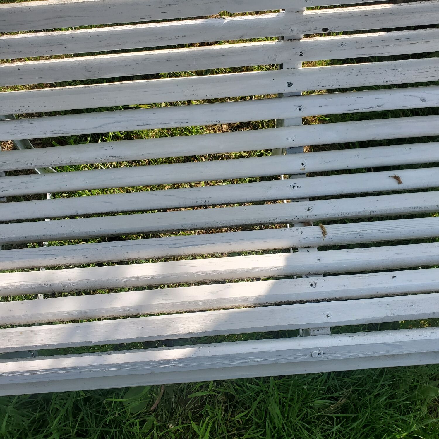 Outdoor slatted bench