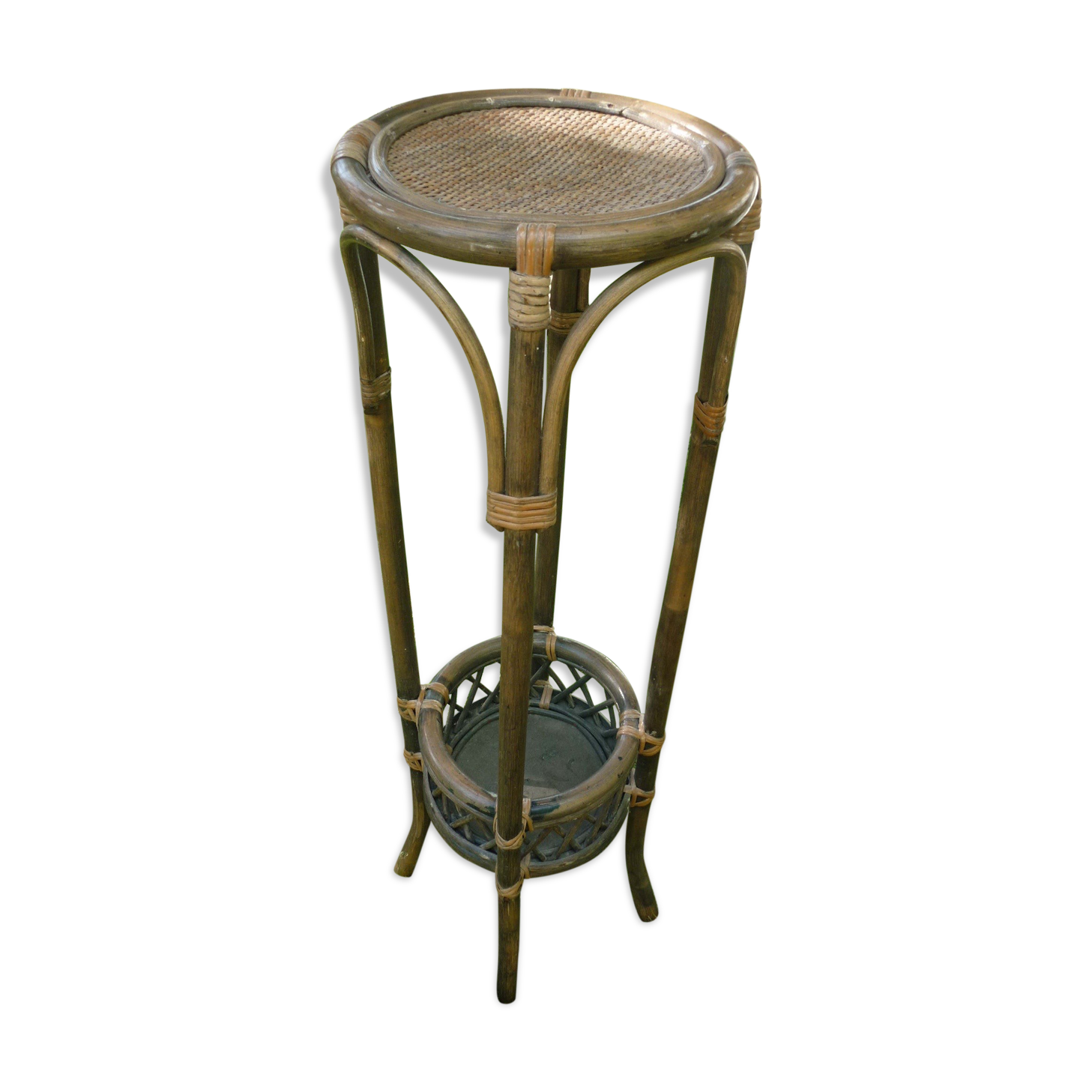 Side table in rattan and bamboo