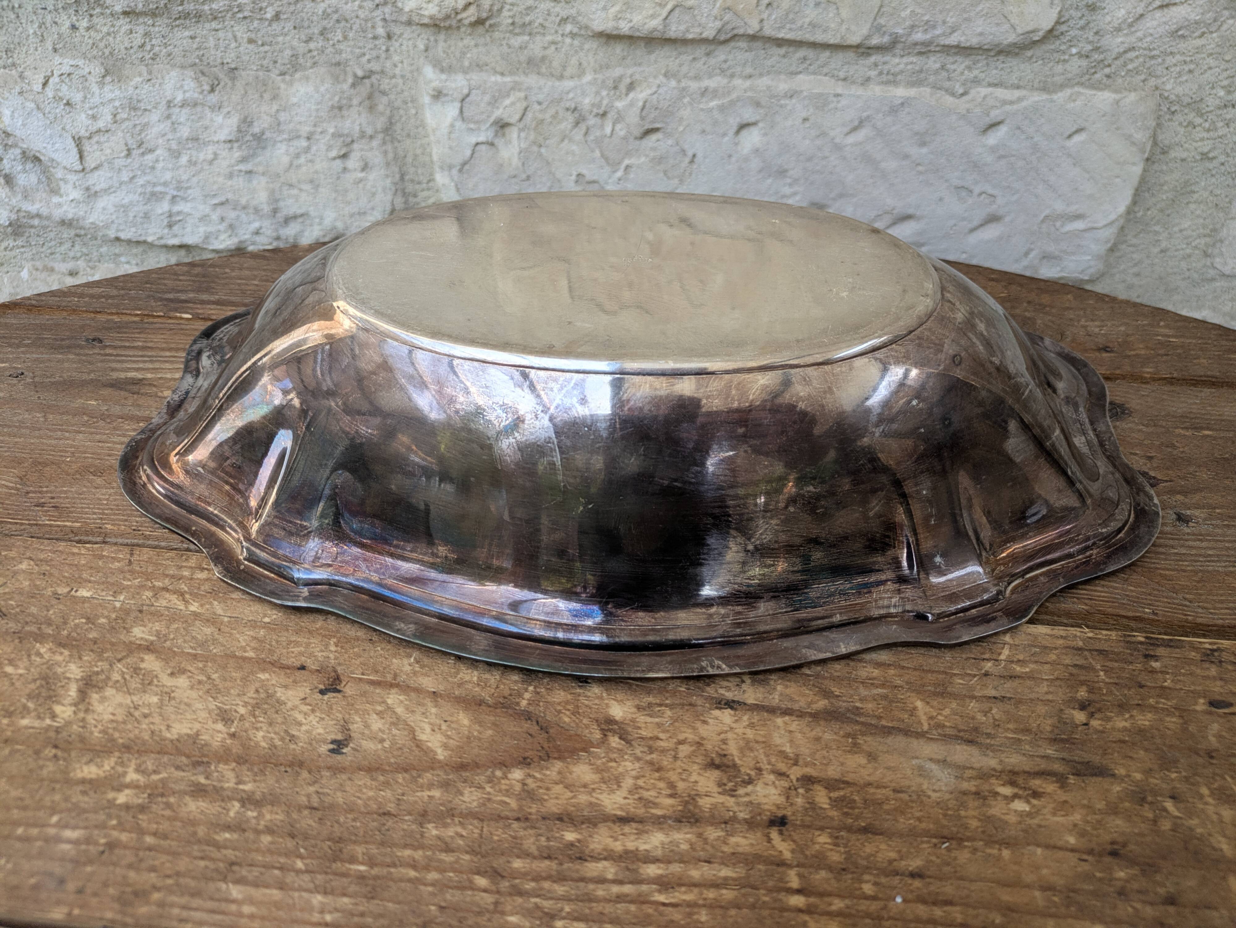 Hollow serving dish / silver-plated basket Ercuis 31x19cm 650g