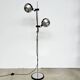 Two-spot floor lamp phase — brushed steel and matte black — 1970s