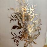 Vintage pink opaline globe pendant lamp with gold designs