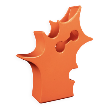 Abstract Orange Ceramic Sculptural Vase, Postmodern / Space Age, Italy, 1980