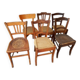 Set of 6 mismatched bistro chairs.