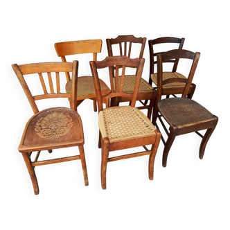Suite de 6 chaises bistrot dépareillées.