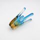 Murano Sommerso Blue Turquoise & Amber Vase Sculpture with 4 Branches 19.5cm